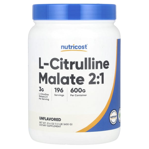 Nutricost L-Citrulline Malate 2:1, Unflavored, 21.4 oz (600 g)