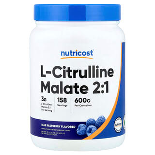 Nutricost, L-citrulină malat 2:1, zmeură albastră, 21,4 oz (600 g)