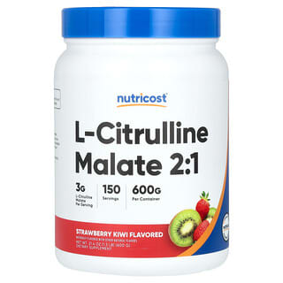 Nutricost, Malate de L-citrulline 2:1, Fraise et kiwi, 600 g