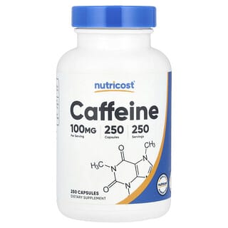 Nutricost, Caffeina, 100 mg, 250 capsule