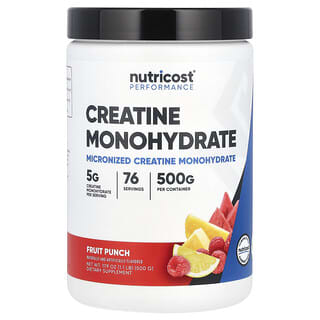 Nutricost, 운동 능력, 크레아틴 일수화물, 과일 펀치, 500g(1.1lb)