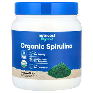 Nutricost, Espirulina ecológica, sin sabor, 454 g (16,2 onzas)