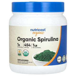 Nutricost, органическая спирулина, без добавок, 454 г (16,2 унции)