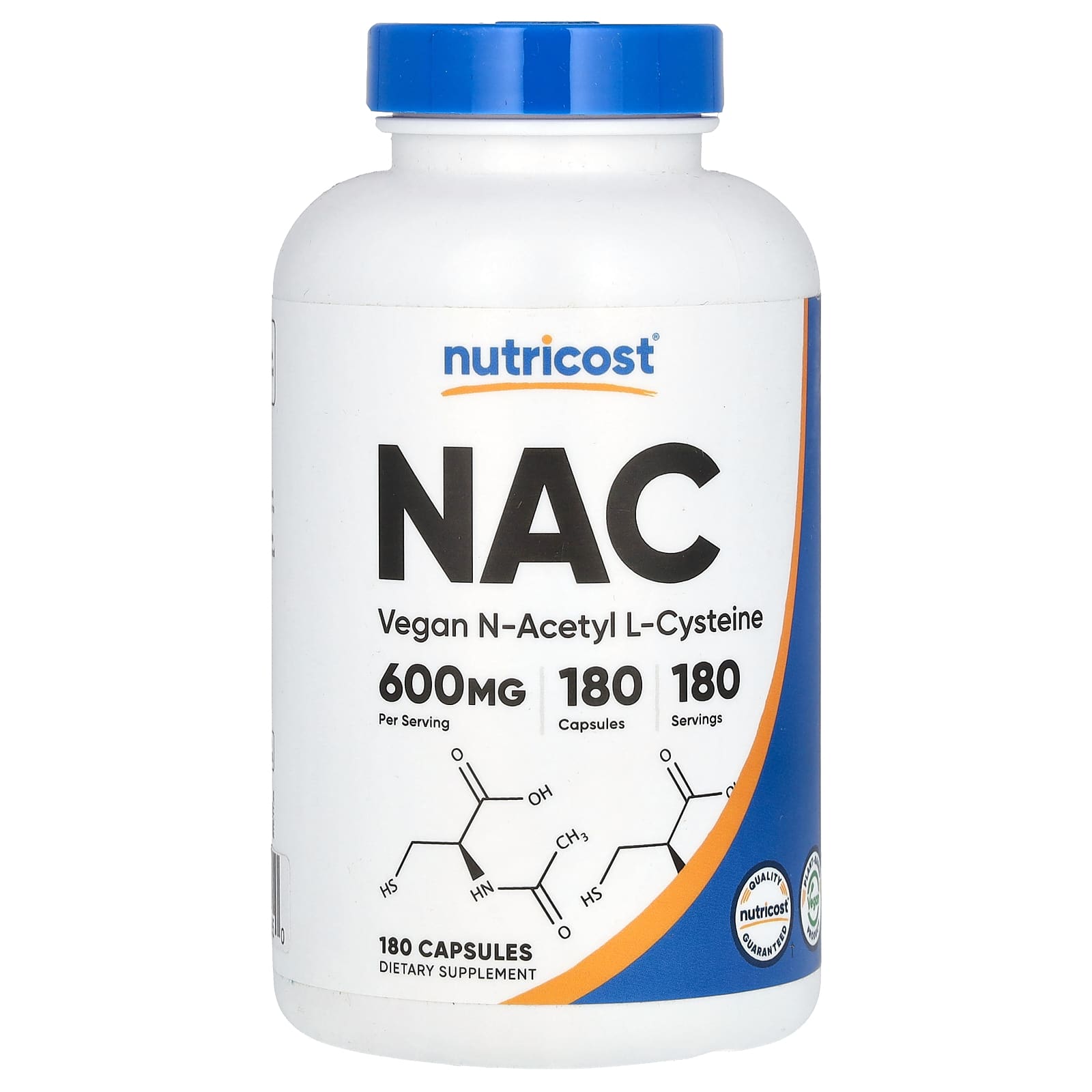 NAC（N-アセチル-L-システイン）、ヴィーガンN-アセチル-L-システイン、600mg、180粒