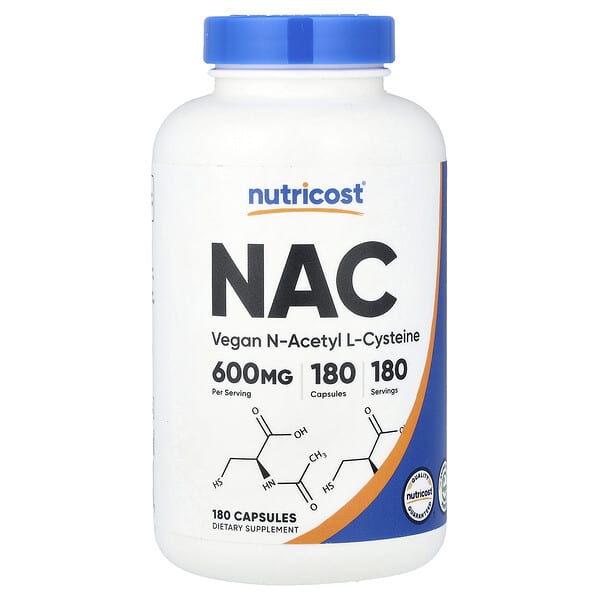 Nutricost, N-乙醯半胱氨酸（NAC），600 毫克，180 粒膠囊