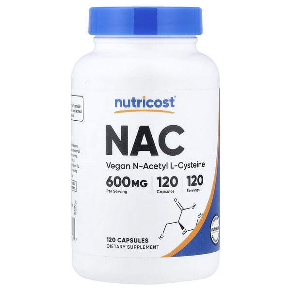 Nutricost, N-乙醯半胱氨酸（NAC），600 毫克，120 粒膠囊