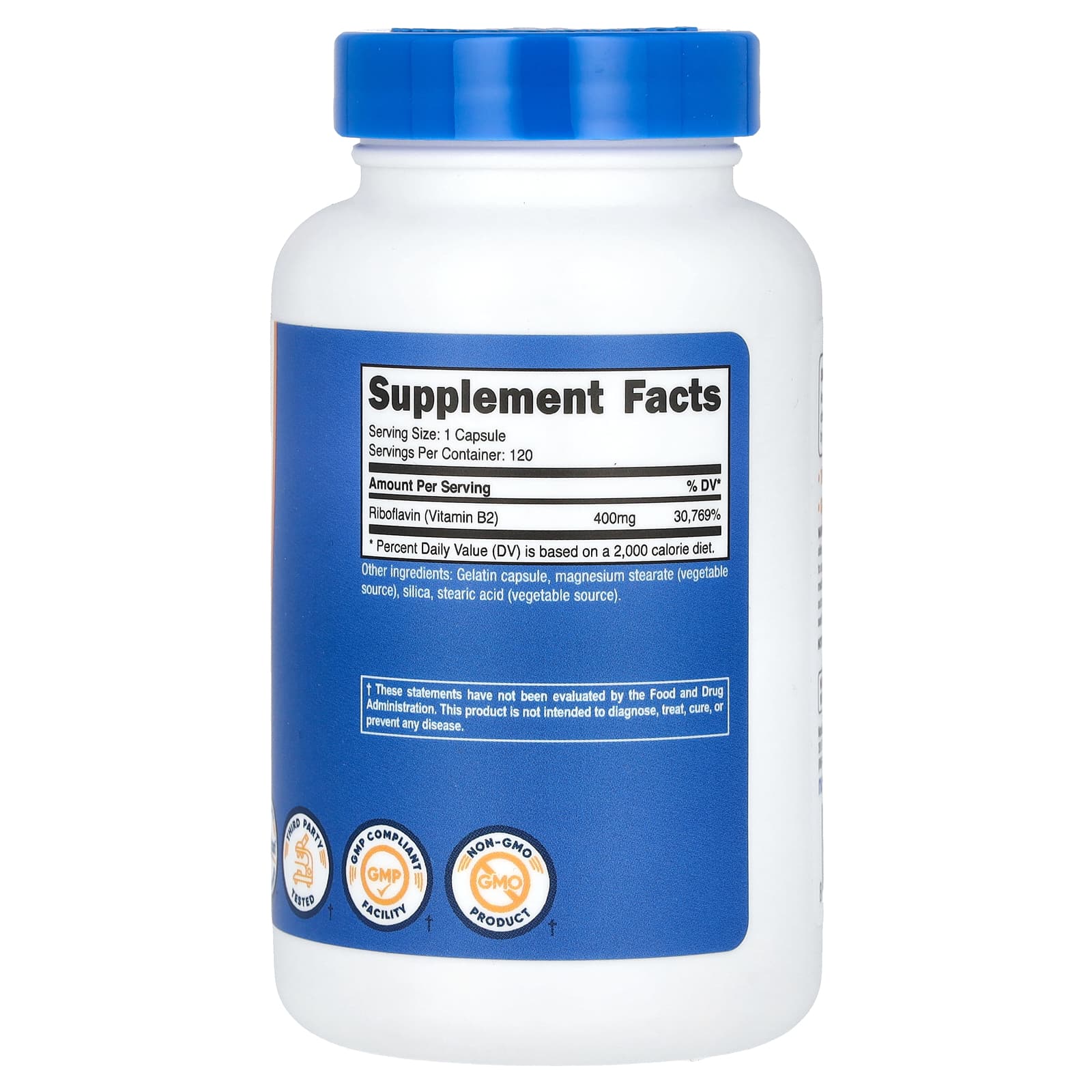 Nutricost, Vitamin B2, 400 mg, 120 capsules