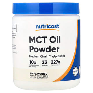Nutricost, MCT Oil Powder, Unflavored, MCT-Ölpulver, geschmacksneutral, 227 g (8,1 oz.)