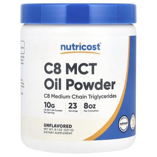 Nutricost, C8 MCT Oil Powder, Unflavored, C8-MCT-Öl-Pulver, geschmacksneutral, 227 g (8,1 oz.)