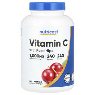 Nutricost, витамин C с шиповником, 1000 мг, 240 капсул