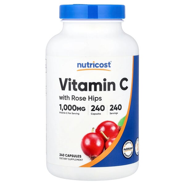 Nutricost, Vitamin C with Rose Hips, 240 Capsules