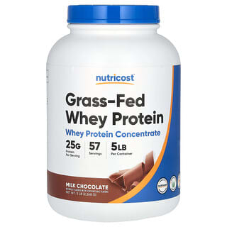 Nutricost, Proteína de suero de leche proveniente de animales alimentados con pasturas, Chocolate con leche, 2268 g (5 lb)