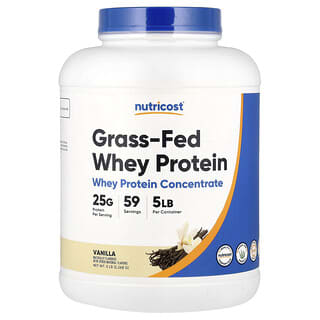 Nutricost, 목초 사육 유청 단백질, 바닐라, 2,268g(5lbs)