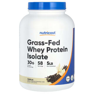 Nutricost, Isolato di proteine del siero di latte da animali nutriti d’erba, vaniglia, 2.268 g