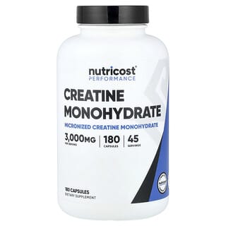 Nutricost, Performance, моногидрат креатина, 180 капсул (750 мг на капсулу)