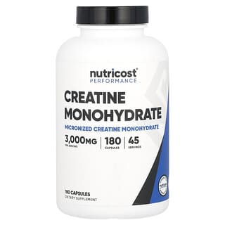 Nutricost, Performance, Creatine Monohydrate, Kreatinmonohydrat, 3.000 mg, 180 Kapseln (750 mg pro Kapsel)