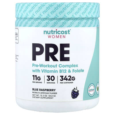 Nutricost, For Women, Pre-Workout Complex with Vitamin B12 and Folic Acid, Blue Raspberry Flavor, 12.2 oz (342 g)