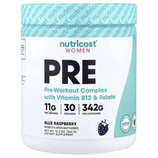 Nutricost, Vrouwen, Pre-Workout Complex Met Vitamine B12 & Foliumzuur, Blauwe Framboos, 12 oz (342 g)