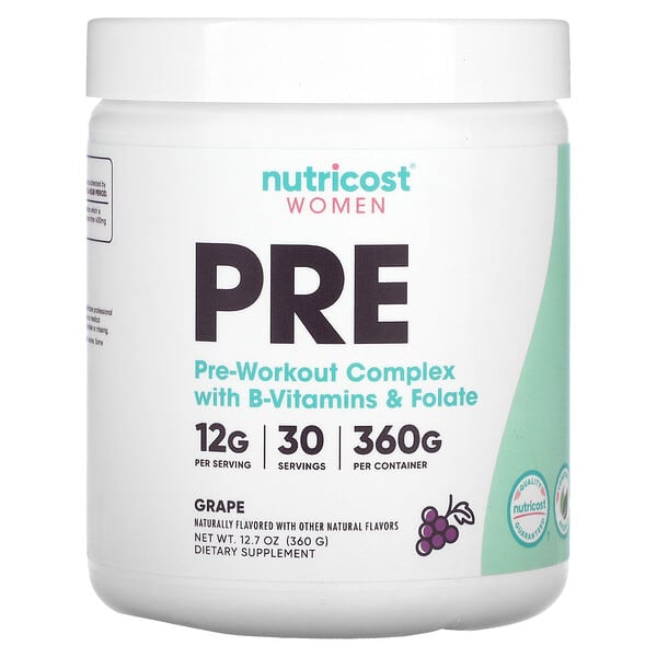 Nutricost, Women, Pre-Workout Complex with Vitamin B12 &amp; Folate, Grape, 12.07 (360 g)