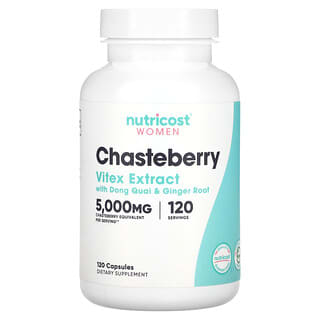 Nutricost, Mulheres, Chasteberry com Dong Quai e Raiz de Gengibre, 5.000 mg, 120 Cápsulas