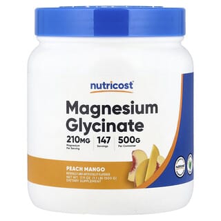 Nutricost, Glycinate de magnésium, pêche et mangue, 500 g