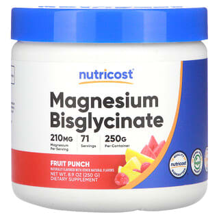 Nutricost, Bisglicinato de magnesio, Ponche de frutas, 250 g (8,9 oz)