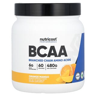 Nutricost, 운동 능력, BCAA, 오렌지 망고, 480g(17.1oz)