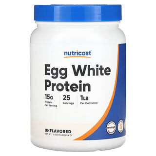 Nutricost, Proteína de clara de huevo, sin sabor`` 454 g (1 lb)