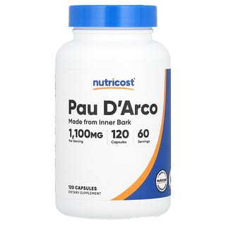 Nutricost, Pau D'Arco, 1.100 mg, 120 Cápsulas (550 mg por Cápsula)