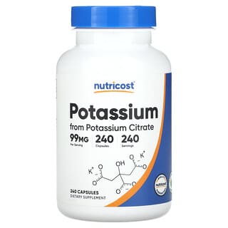 Nutricost, Potássio, 99 mg, 240 cápsulas