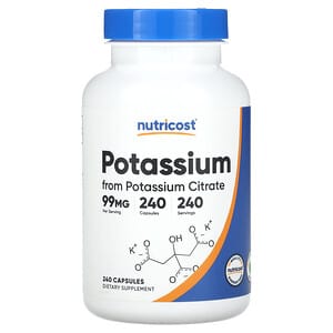 Nutricost, Potassium from Potassium Citrate, 99 mg , 240 Capsules