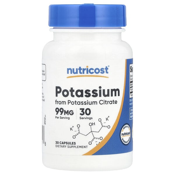 Potassium, 99 mg, 30 Capsules