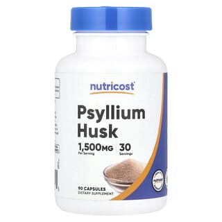 Nutricost, Coque de psyllium, 1500 mg, 90 capsules, (500 mg par capsule)