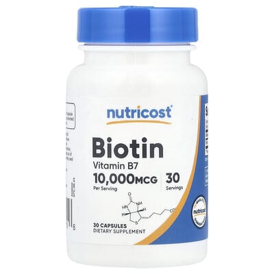 Nutricost, Biotin, 10,000 mcg, 30 Capsules