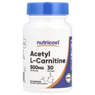 Nutricost, Acetil L-Carnitina, 500 mg, 30 Cápsulas