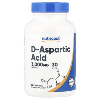 Nutricost, Ácido D-aspártico, 3000 mg, 120 cápsulas (750 mg por cápsula)