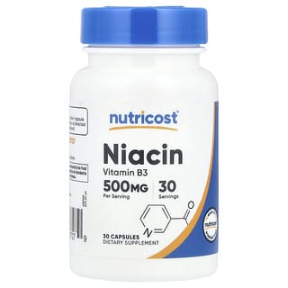 Nutricost, ナイアシン、500mg、30粒