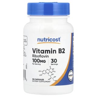 Nutricost, Vitamina B2, 100 mg, 30 cápsulas