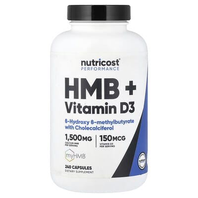Nutricost, Performance, HMB+ Vitamin D3, 240 Capsules