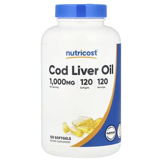 Nutricost, жир печени трески, 1000 мг, 120 капсул