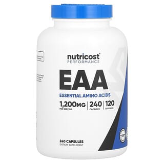 Nutricost, パフォーマンス、EAA（必須アミノ酸）、1,200mg、240粒（1粒あたり600mg）