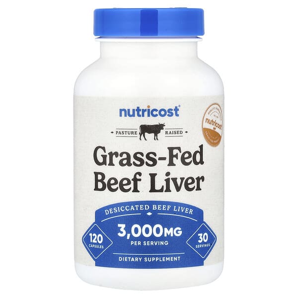 Nutricost, Grass-Fed Beef Liver, 120 Capsules (750 mg per Capsule) — product photo 1