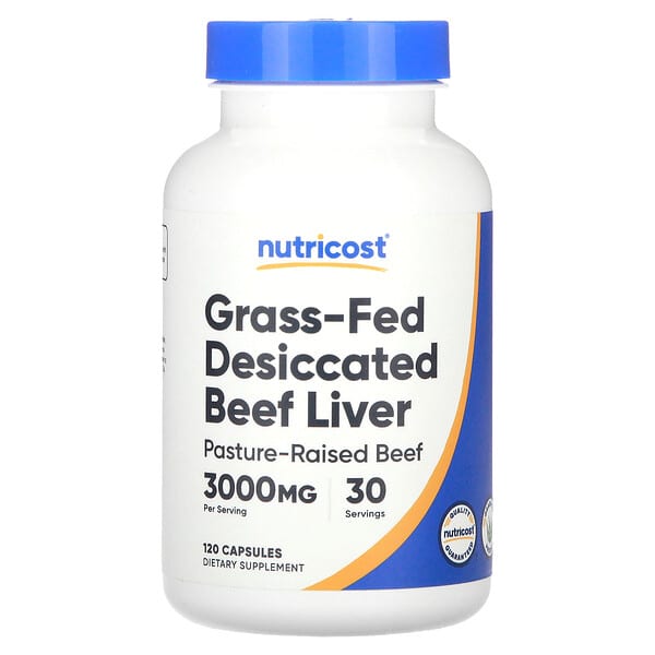 Nutricost, Grass-Fed Desiccated Beef Liver, 120 Capsules (750 mg per Capsule)