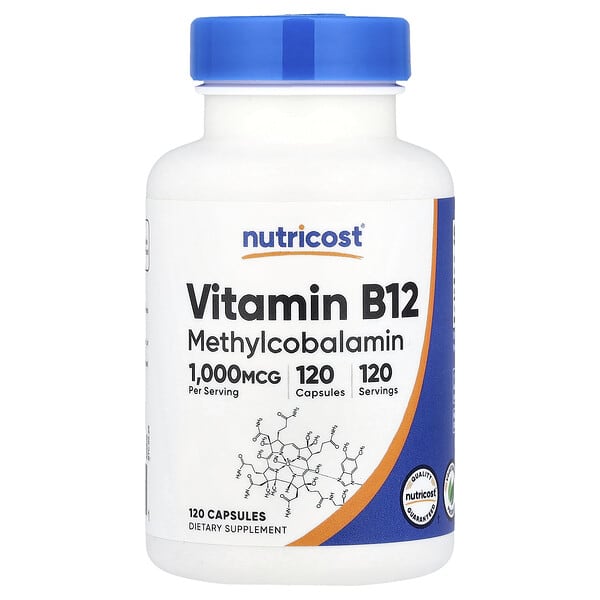 Nutricost, Vitamin B12, 1,000 mcg, 120 Capsules — product photo 1