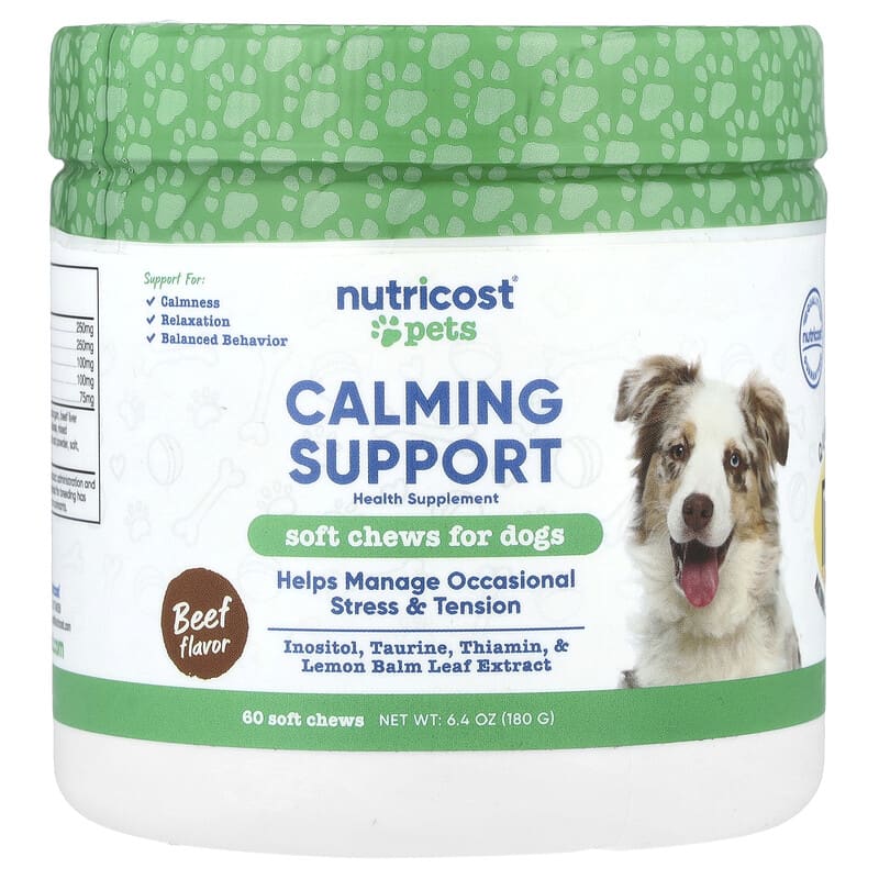 Pets, Calming Support, For Dogs, Beef, 60 Soft Chews, oz (180 g)
