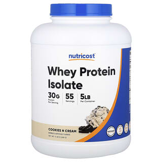 Nutricost, Whey Protein Isolate, Molkenproteinisolat, Cookies N Cream, 2.268 g (5 lb.)