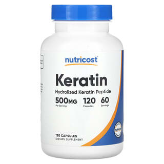 Nutricost, Kératine, 500 mg, 120 capsules (250 mg par capsule)