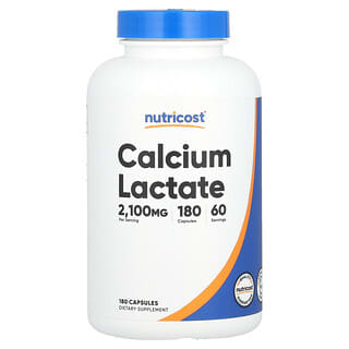 Nutricost, лактат кальция, 2100 мг, 180 капсул (700 мг в 1 капсуле)
