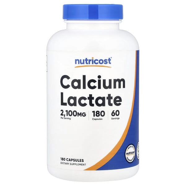Nutricost, 乳酸鈣，2100 毫克，180 粒膠囊（每粒膠囊 700 毫克）