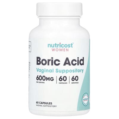 Nutricost, Women, Boric Acid, Vaginal Suppository, 600 mg, 60 Capsules Nutricost, Women, Boric Acid, Vaginal Suppository, 600 mg, 60 Capsules